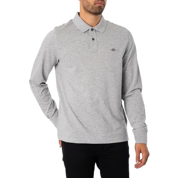 Polo Piqué Långärmad Regular Shield - GANT - Herr - Grå