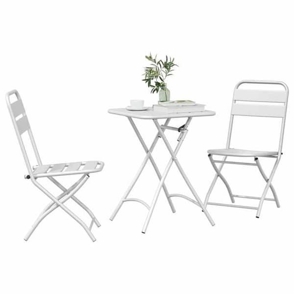 vidaXL Bistroset 3 delar Vit Stål 42002950