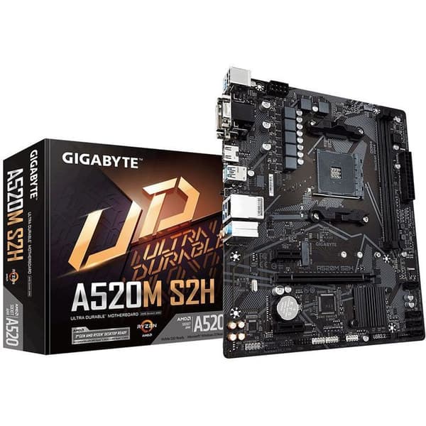 Moderbräda - Gigabyte - A520M S2H - Micro ATX - Socket AM4 - 64 GB RAM - HDMI, DisplayPort, VGA