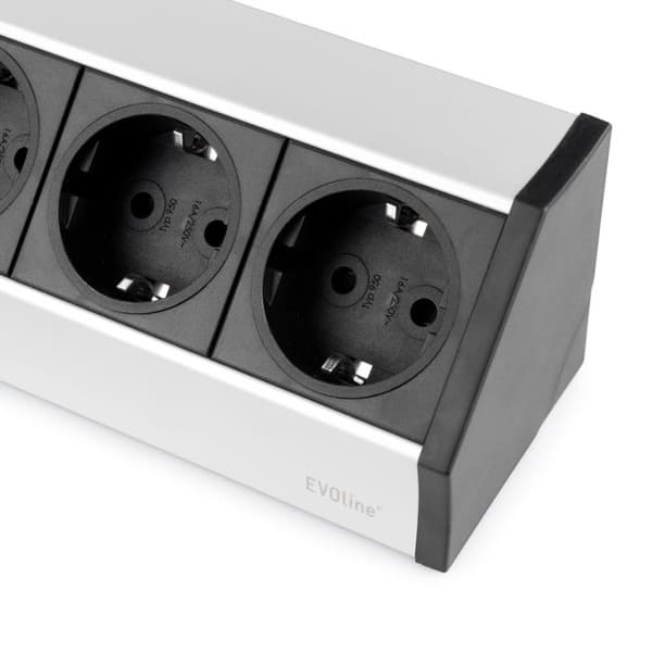 Emuca V Dock Multiconnector, mattanodiserad, plast och aluminium.