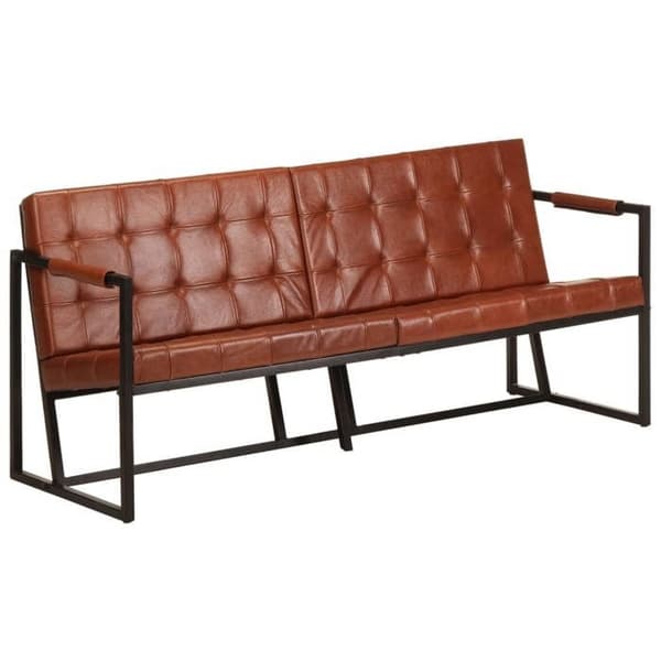 vidaXL Soffa 3-sits Brun Äkta Getskinn