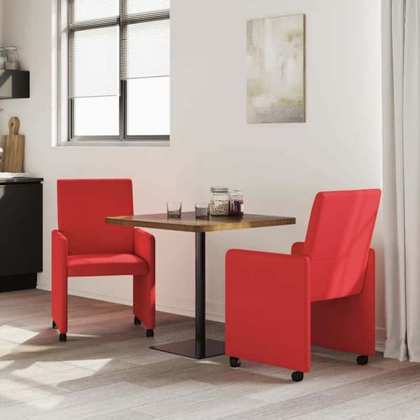 Fauteuil Vidaxl matstolar med hjul 2 st Röd