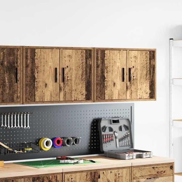 vidaXL Garageväggskåp 2 st gammalt trä träkomposit 860658