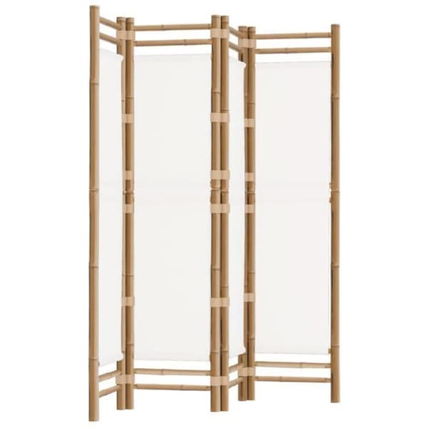 vidaXL Vikbar rumsavdelare 4 paneler 160 cm bambu och duk 350624