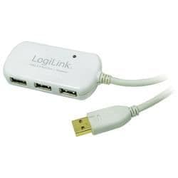 LogiLink USB-förlängningskabel med 4-ports HUB
