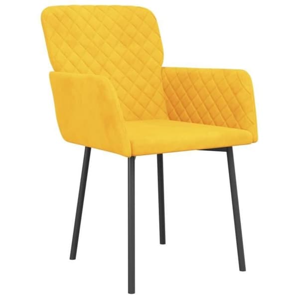vidaXL Matsalsstolar 2 st Gul Sammet 344786