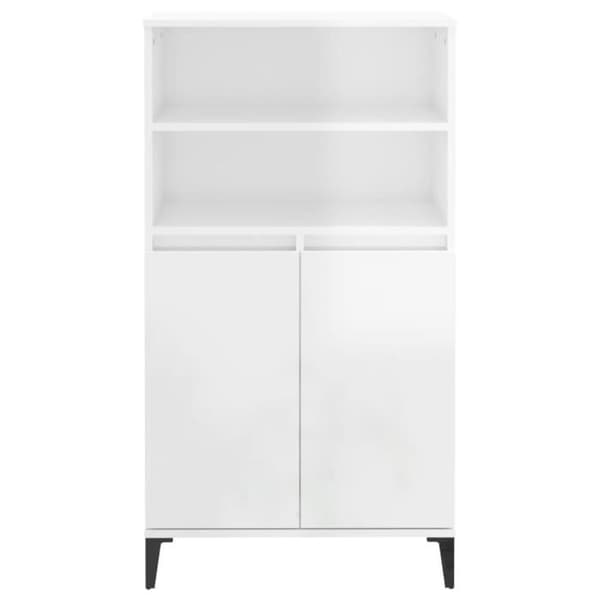 821230 vidaXL hög skänk blank vit 60x36x110 cm Konstruerat trä