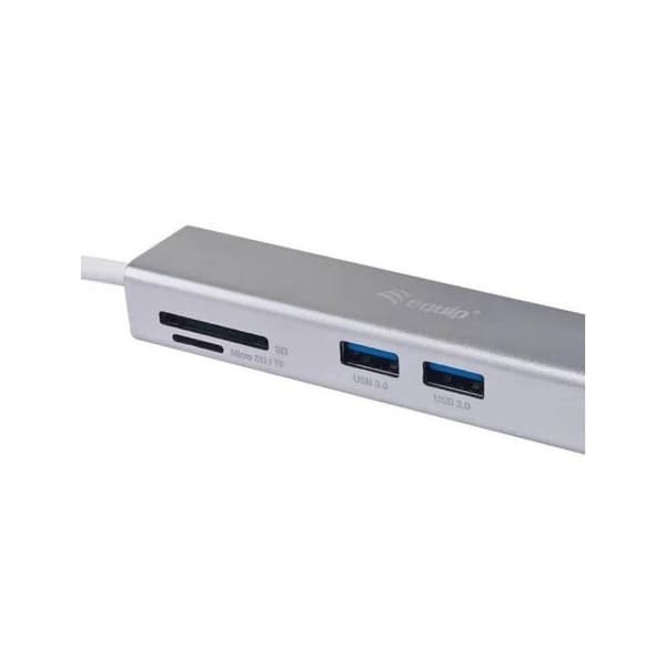 USB-hubb - Utrustning - 133480 - Grå Silver - Ultra HD 4K - Aluminium - Plug and Play