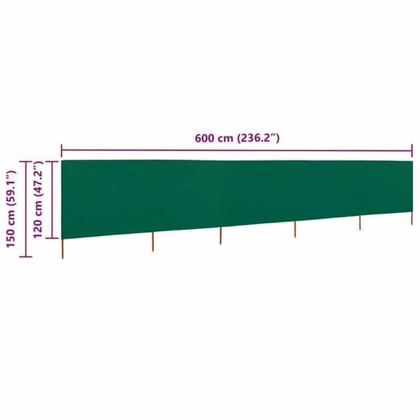 vidaXL 5-Panel Rumsavdelare Tyg 600x120 cm Grön