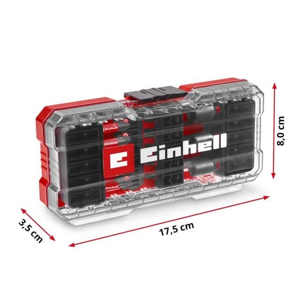 Einhell S-CASE Förpackning med 28 st chockbeständiga bits (25 mm bits, 50 mm bits, 60 mm bitsfäste, hylsor)