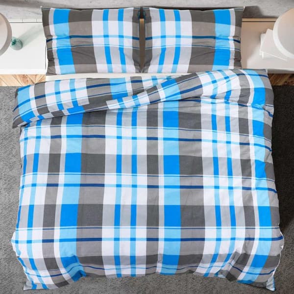 vidaXL Duvetset Blå och grå 220x240 cm Bomull136067