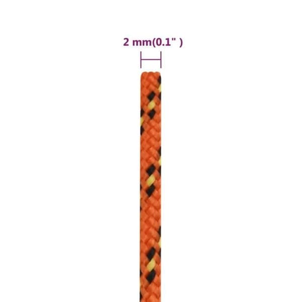 152636 vidaXL Båtrep Orange 2 mm 50 m Polypropen