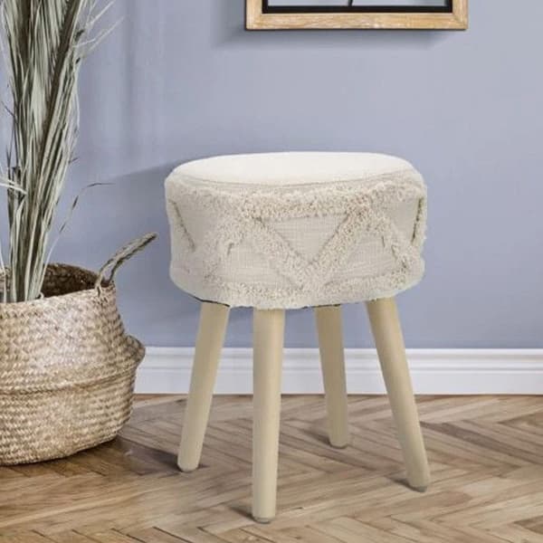 Puff med tuftad effekt "Damasco" 41cm Beige