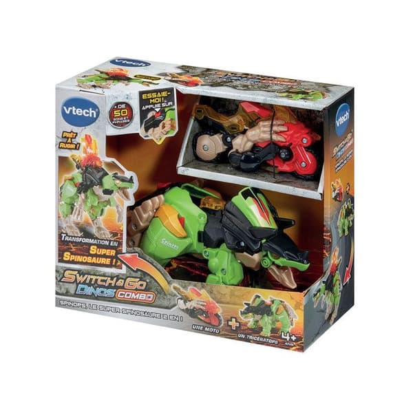 VTECH - SWITCH & GO DINOS KOMBO - SPINOPS, DEN SUPER SPINOSAURUS 2 I 1 - Flerfärgad