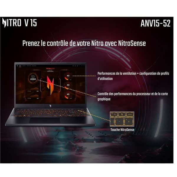 Gaming Laptop - ACER - Nitro V 15 - Intel Core i5 - 32 GB RAM - 512 GB SSD
