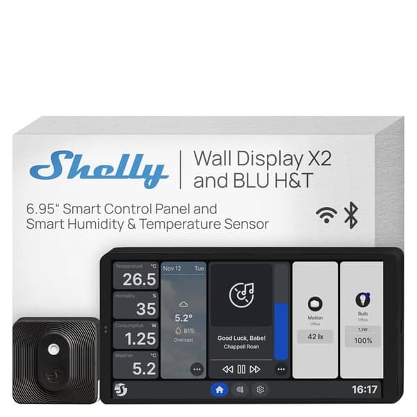 Smarta hemkontrollpanel - SHELLY - 6.95" - Wi-Fi - Termometer - Hygrometer - Svart