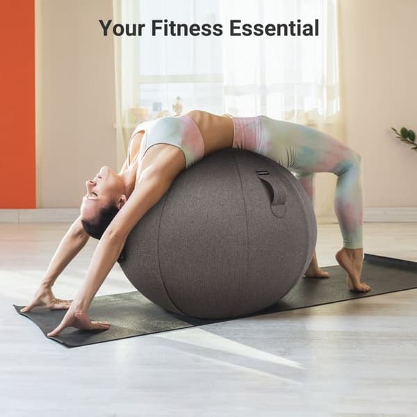 Ergonomisk bollstol - LEOGREEN - 65 cm - Antiplatt PVC - Linneöverdrag - Stöder 150 kg