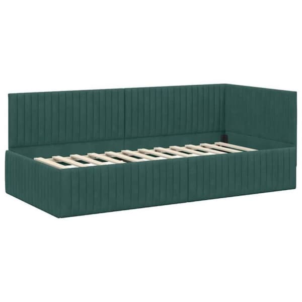 Vidaxl Sängram hörnsäng Mörkgrön 90 cm x 200 cm Sammet