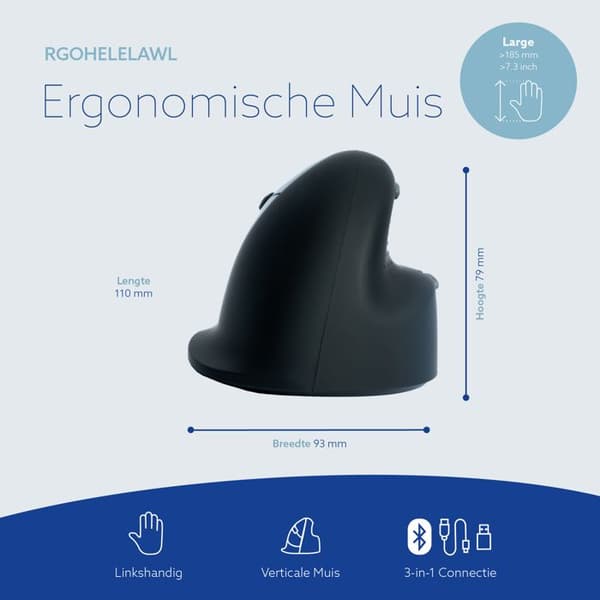 R-Go HE Break (stort format, trådad, 3-i-1-anslutning Bluetooth/2,4 GHz/USB)