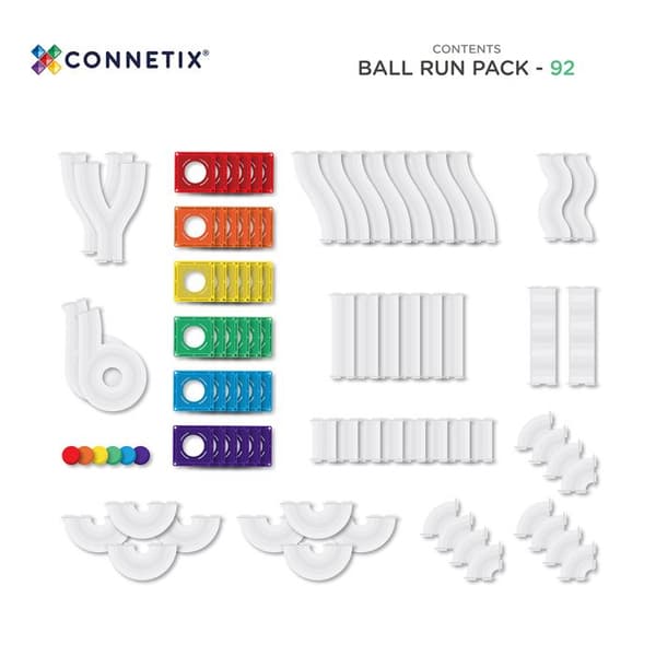 CONNETIX Byggnadsplattor Magnetiska Regnbåge Balle Kurs Paket, 92 Stycken