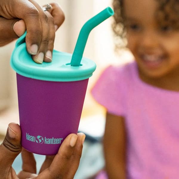 Inox-goblet 296 ml med sugrörslock spring bud - KLEAN KANTEEN