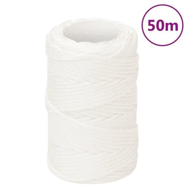 152530 vidaXL Båtrep Komplett Vit 2 mm 50 m Polypropen