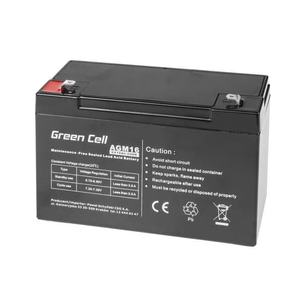 Green Cell 6V 10Ah AGM VRLA Power-batteri