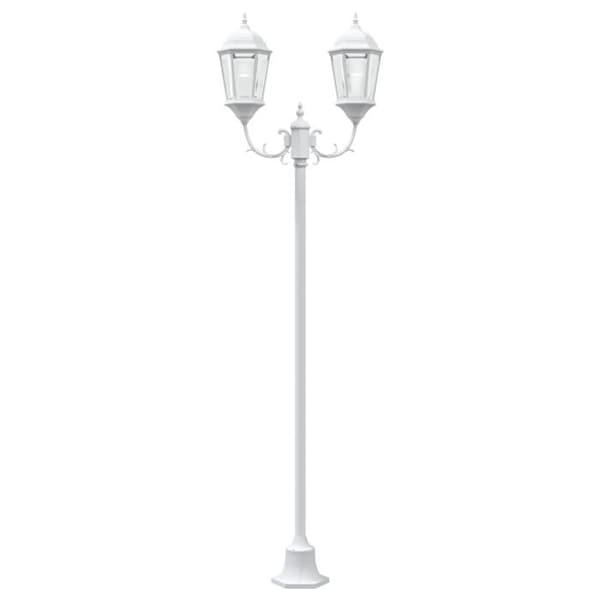 Trädgårdslampa 2 lampor E27 vit 220 cm i aluminium