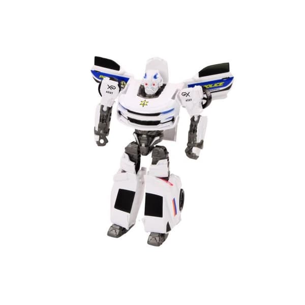 Auto Robot 2 i 1 Vit Förvandlingsbar Polisbil