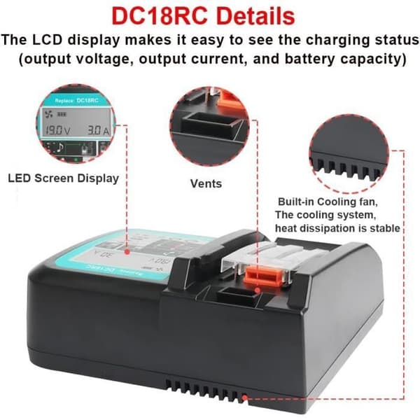 Snabbladdare DC18RC för Li-ion-batterier - Powarobor
