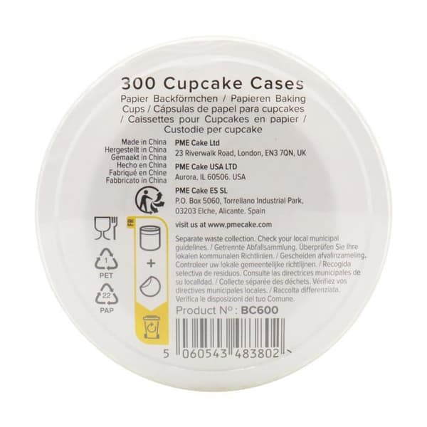 Cupcakeformar - PME - BC600 - 300-pack - Papper - Diam. ø70 mm - Höjd 28 mm