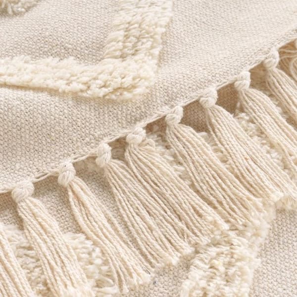 Franspläd 125 x 150 cm – Vävt i bomull/polyester med texturerad Inca