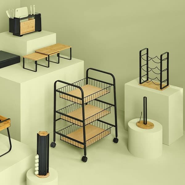 2 stapelbara hyllor "Nera" i bambu - 5 five simply smart