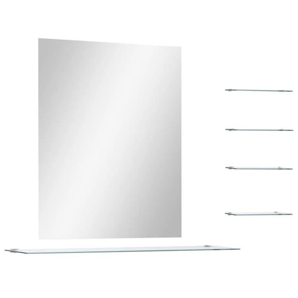 vidaXL Väggspegel med 5 hyllplan Silver 80 x 60 cm
