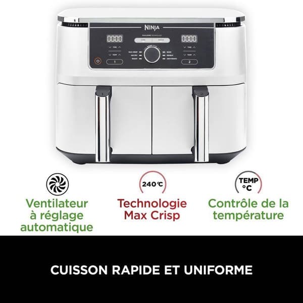 NINJA luftfritös - Foodi Max Dual Zone AF400EUWH - Kapacitet 9,5L - 6 program - 2470W - Vit