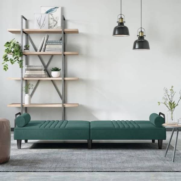 vidaXL bäddsoffa med armstöd Mörkgrön sammet 351896