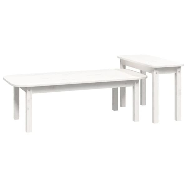 vidaXL Soffbordsset 2 st Vit massiv furu 822363