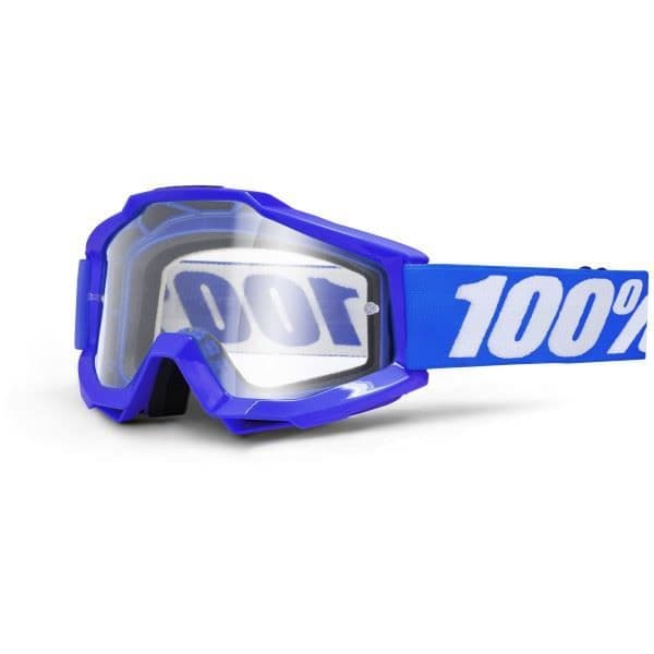 100% Accuri Reflex motorcykelglasögon blå med klar lins