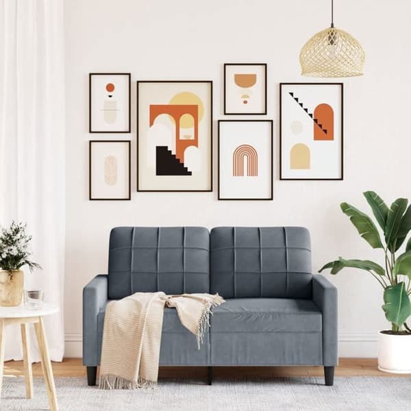 vidaXL 2-sitssoffa Mörkgrå 120 cm Sammet 4007615