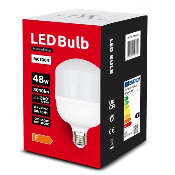 Ampull LED - Maclean - MCE - 48W - 5040 lumen - Kallvit - E27