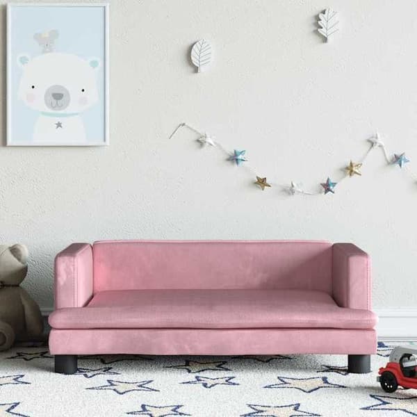 vidaXL Sängsoffa för barn rosa 80x45x30 cm sammet 3196308