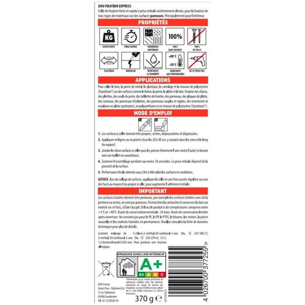 UHU express fixeringslim 370g patron - Vit