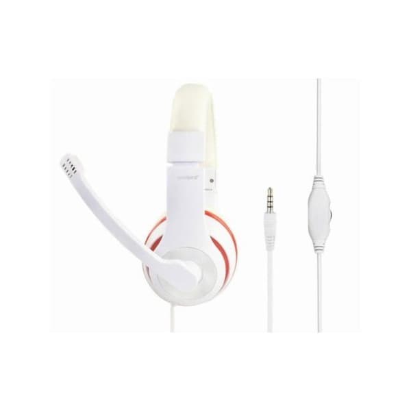 Gembird Wired on-ear headset vit, röd justerbar volym, headset