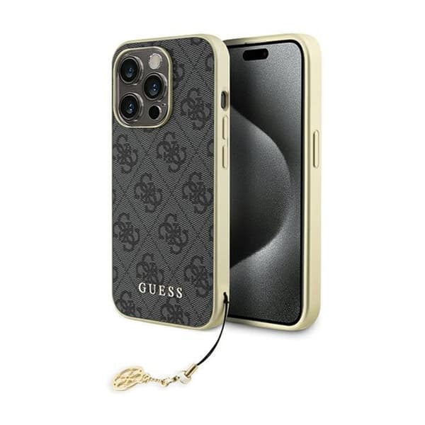 Guess 4G Charms Collection - iPhone 15 Pro-fodral (grå)