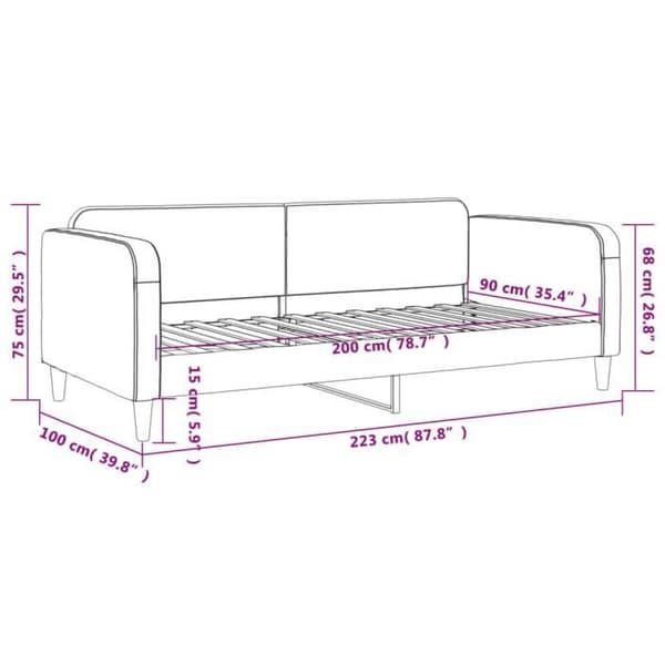 vidaXL Dagbädd Mörkgrå 90x200 cm Tyg 354034