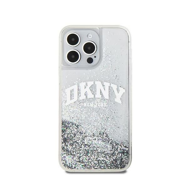 Mobilskal - DKNY - iPhone 15 Pro - Vit - Flytande glitter - Mjuk