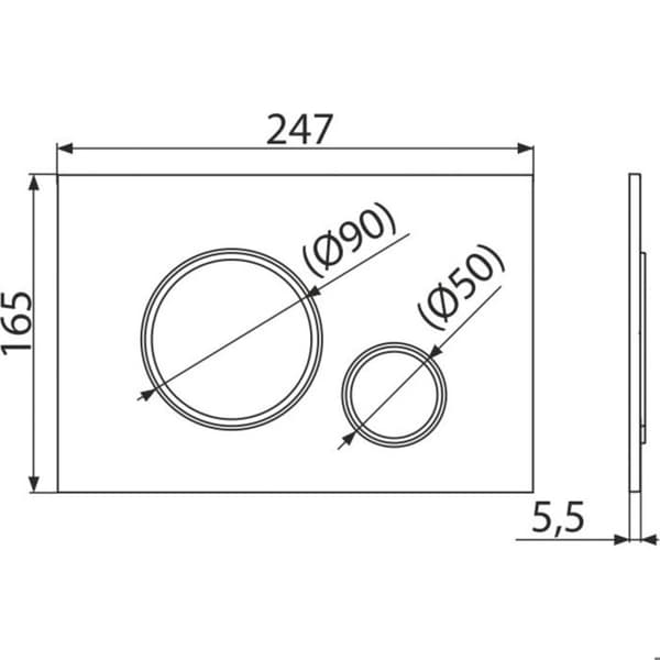 Alca - Vit kontrollpanel vit dubbelknapp med kromkant (M770)