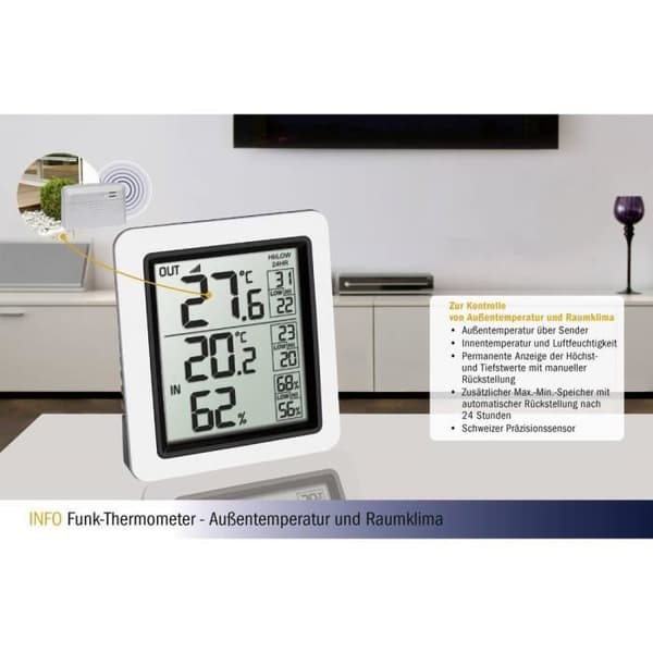 TFA Dostmann Funk-Thermometer INFO Termometer radiopiloté 30.3065.02