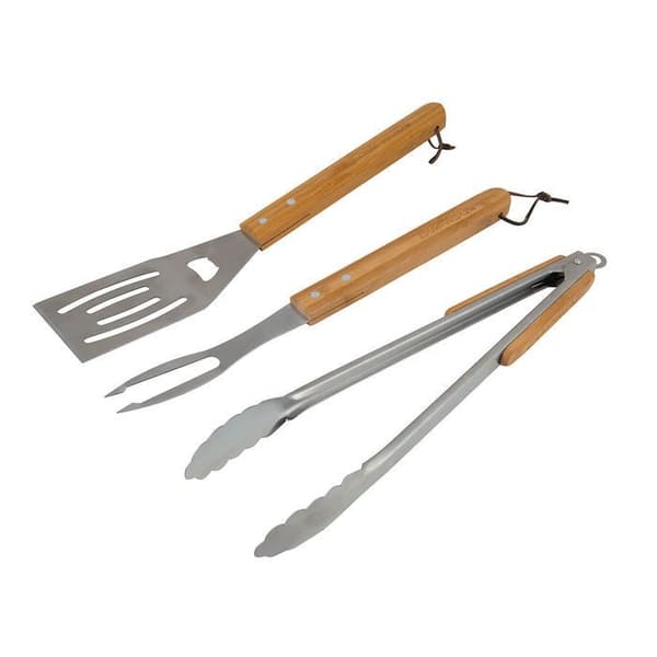 Set 3 campingredskap med trähandtag