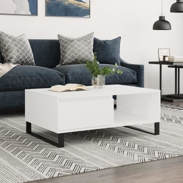 vidaXL Soffbord Vit 90x60x35 cm Konstruerat trä 827068
